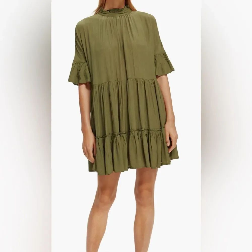 Scotch&soda Ruffle-sleeved tiered mini dress NWT